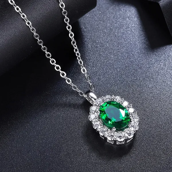 Crystal Zircon Green Stone Necklace Set